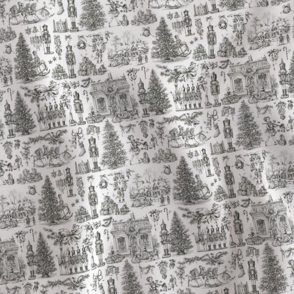 Christmas Nutcracker Toile Black and White Fabric christmas tree fabric