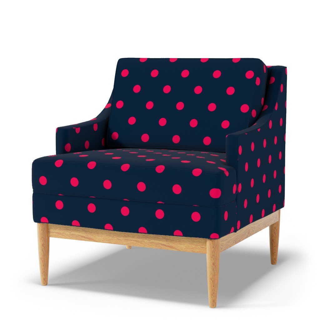 Navy and Neon Hot Pink Jumbo Dots Fabric navy and hot pink fabric
