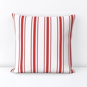 Mattress Ticking Wide Striped Pattern in Red and White Home Styling Collection Home Styling Collection mattress ticking throw pillow design