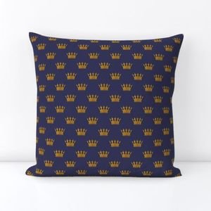 Mini Gold Crowns on Royal Blue Design Collection Interior Collection gold foil throw pillow design