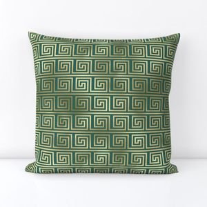 Teal and Faux Gold Foil Vintage Art Deco Greek Key Pattern Interior Collection Interior Collection teal greek key throw pillow design
