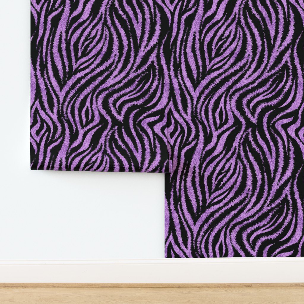 Textured Animal Striped Tiger Fur in Bold Purple Lavender and Black Design Collection design