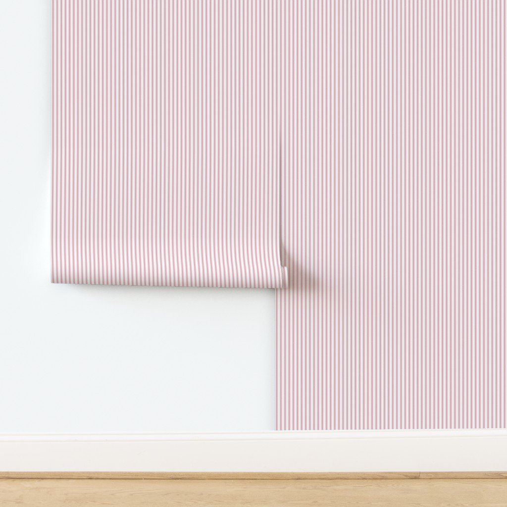 Small Vertical Nantucket Red Mattress Ticking Stripes on White Decor Collection design