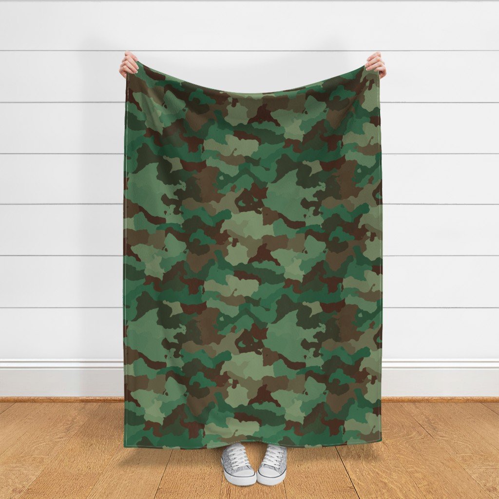 Military Army Green and Khaki Brown Camo Camouflage Print Fabric army camouflage fabric