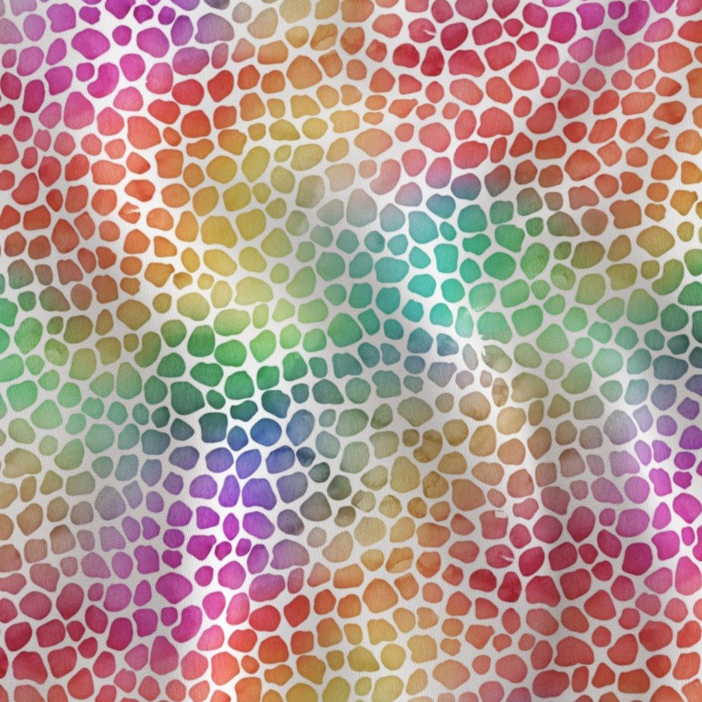 Rainbow Bright Pastel Mosaic Watercolor Spots Fabric rainbow brights fabric