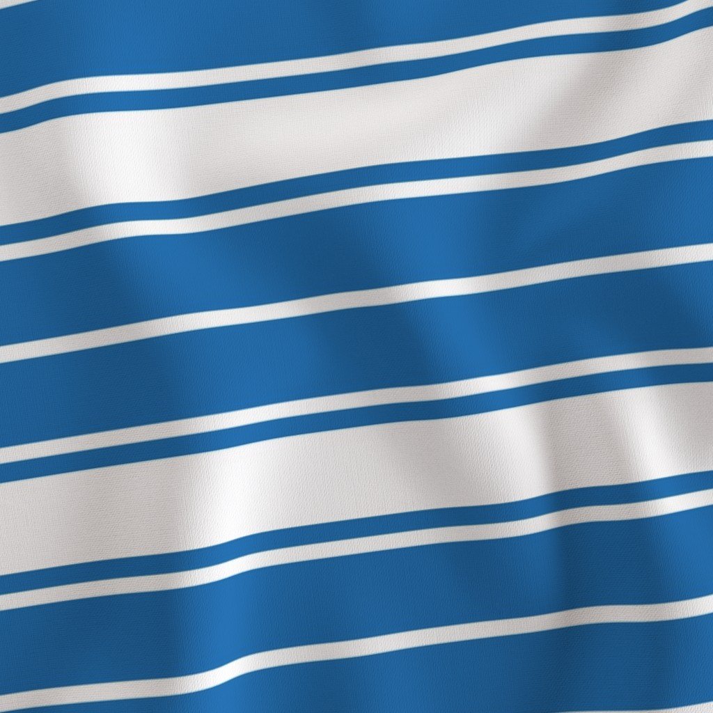 Biscayne Bay Blue and White Horizontal French Stripe Fabric jumbo stripe fabric