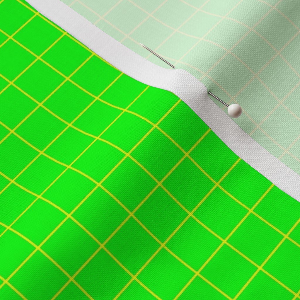 Yellow on Green on Lemon and Lime Grid 1/2 inch Fabric neon brights fabric