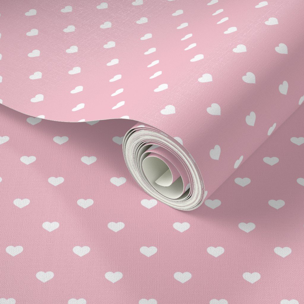 Mini White Valentines Polkadot Love Hearts on Cotton Candy Background Home Styling Collection Design Collection cotton candy wallpaper