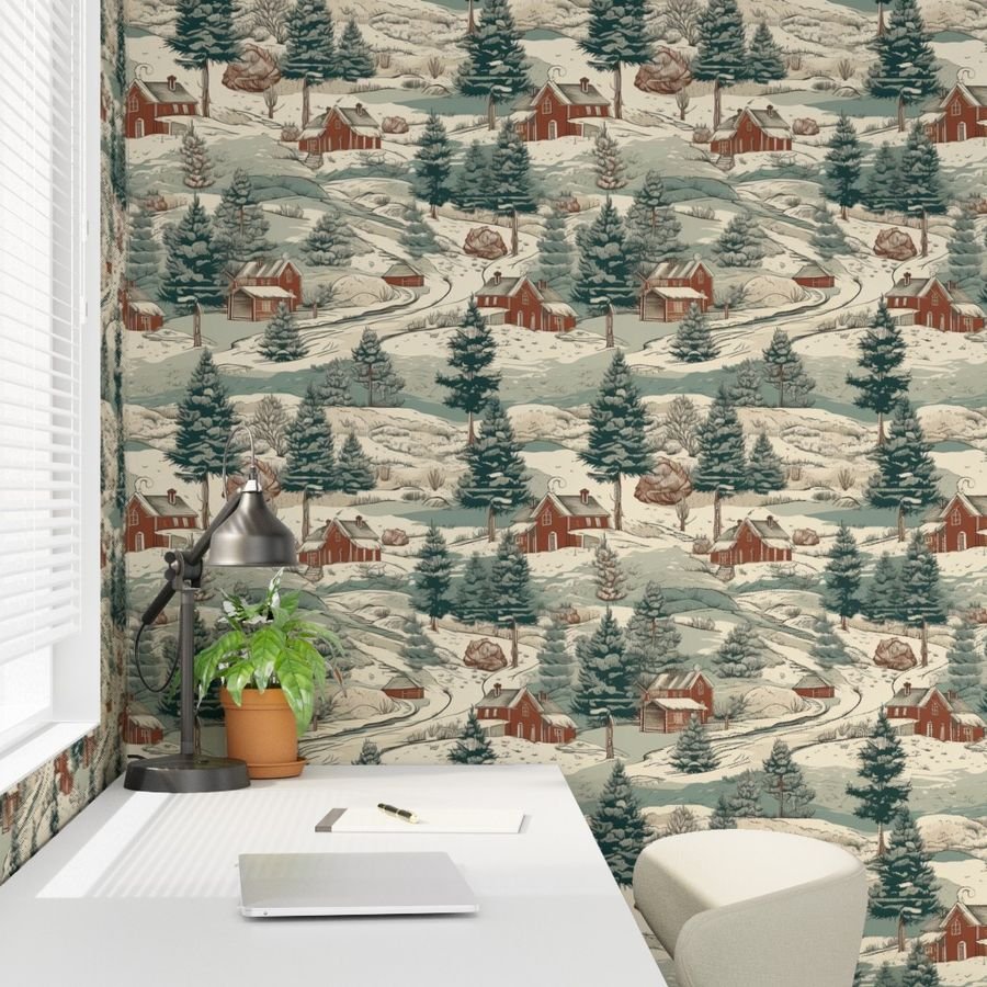 Small Montana Winter Cabins Montana with Evergreens Design Collection Home Decor Collection montana forest wallpaper