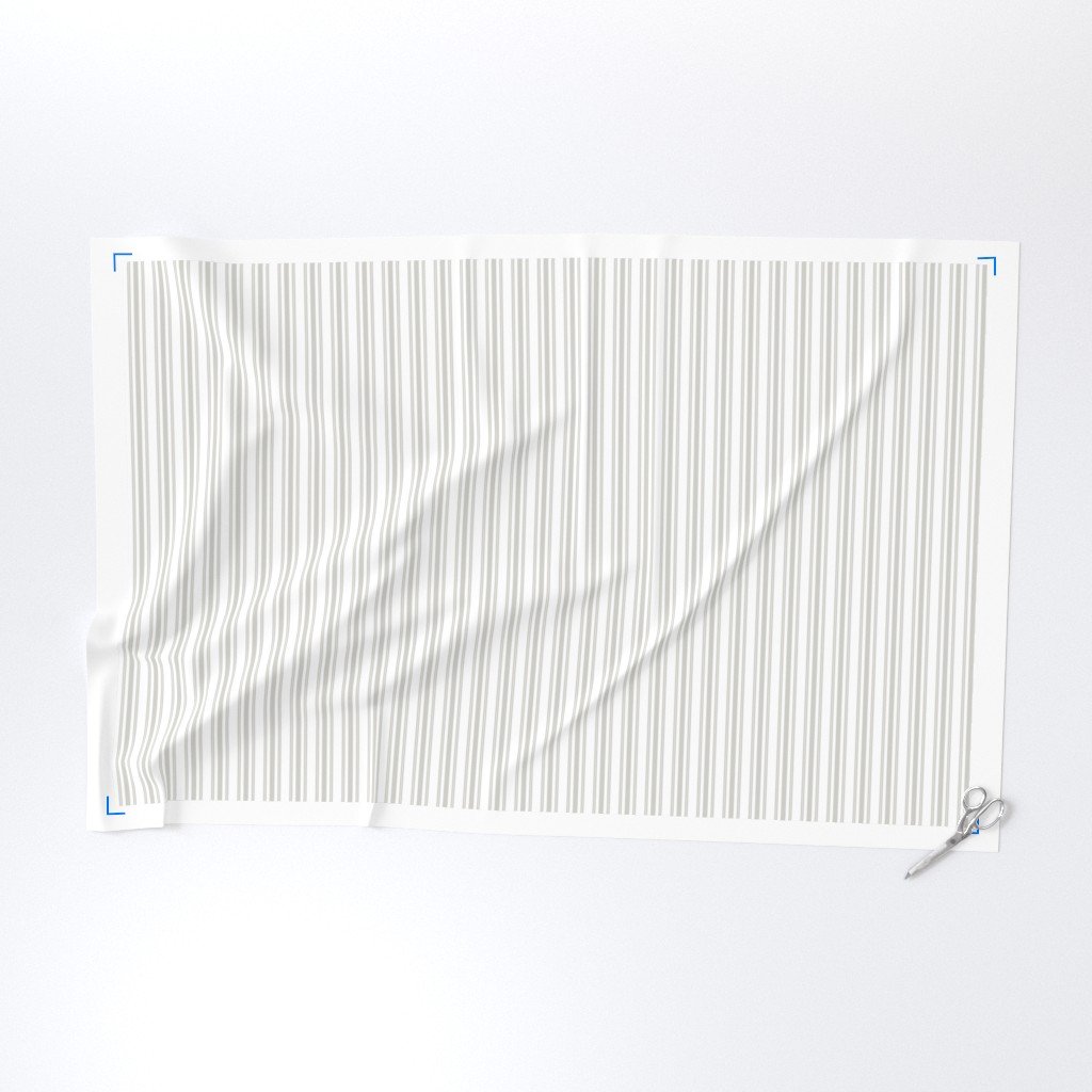 Warm Beige Thin Ticking Stripes on White Fabric calm fabric