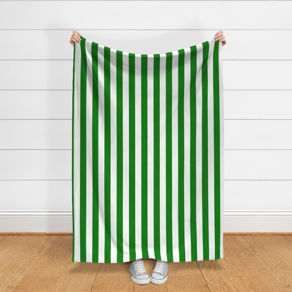 Classic Green and White 2 Inch Vertical Stripes Fabric 2 inch stripe fabric