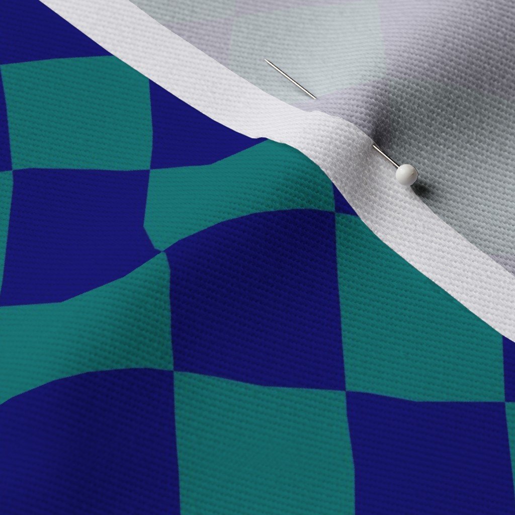 Classic Teal and Navy 1 Inch Diagonal Check Fabric bedroom fabric