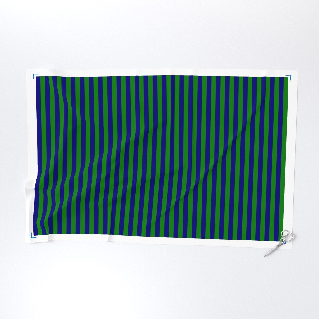 Classic Navy and Green Vertical Stripes Fabric cool tone fabric
