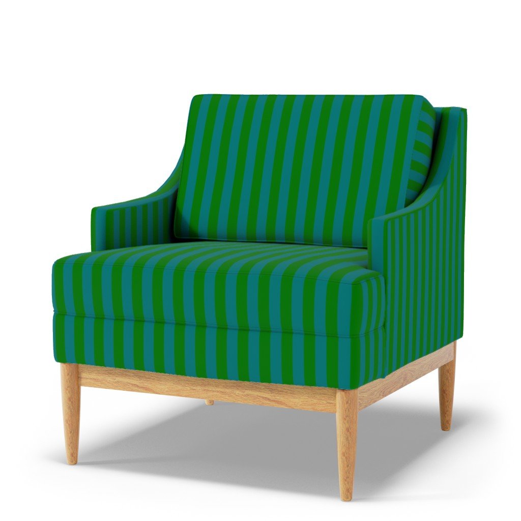 Classic Green and Teal 1 Inch Vertical Stripes Fabric cool tone green fabric