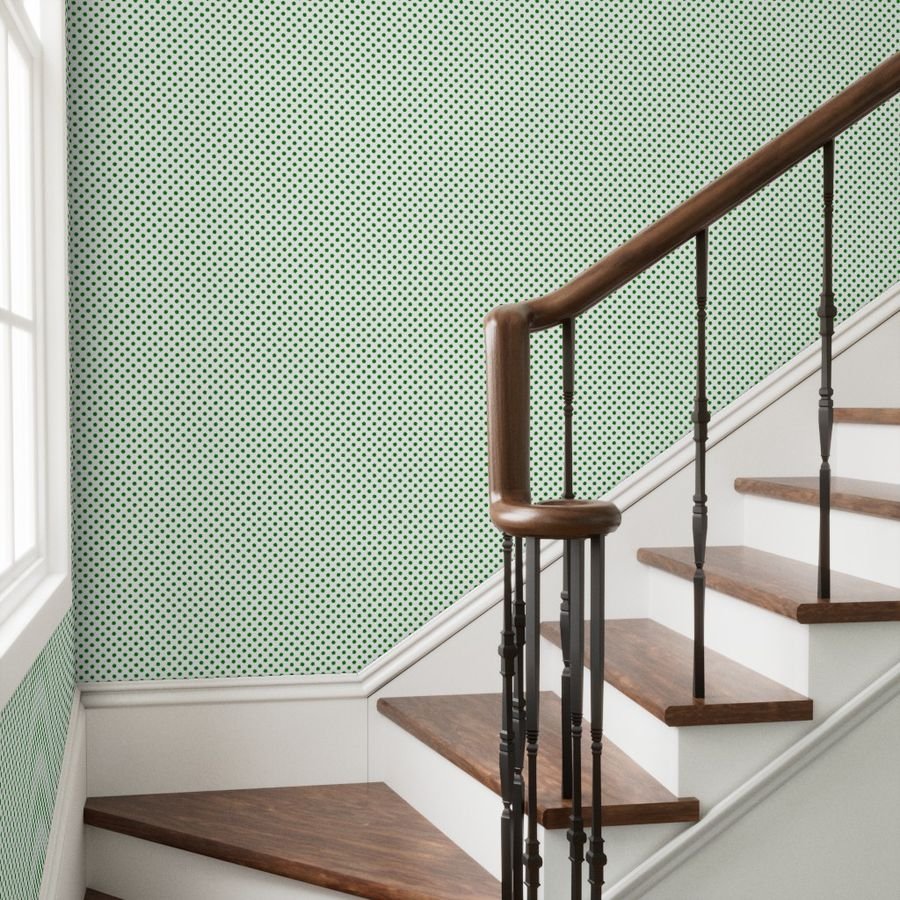 Green Spots on White 1 Inch Spacing Design Collection Home Decor Collection 1 inch polka dots wallpaper