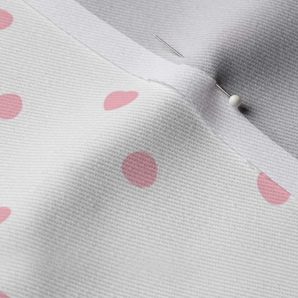 Pink Polkadots on White 2 Inch Spacing Fabric pink and white fabric