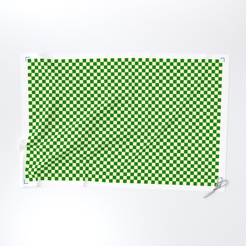 Green and Cream White 1 Inch Check Fabric earth tone fabric