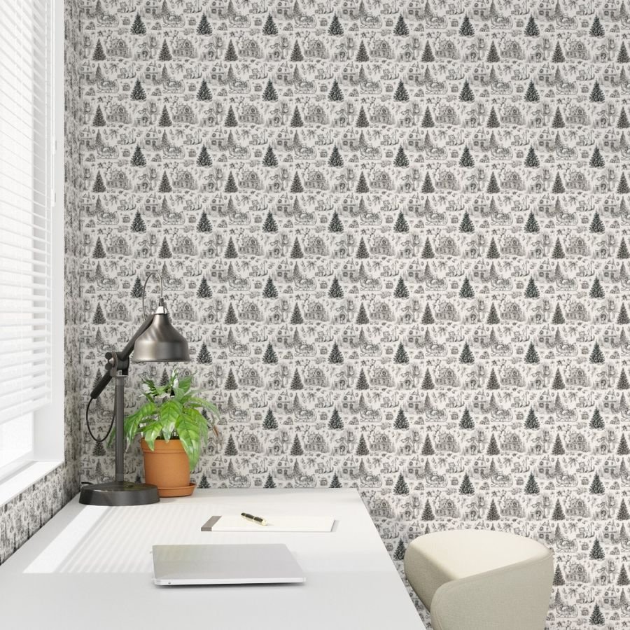 Christmas Cats Toile Black and White Home Styling Collection Home Styling Collection black and white wallpaper