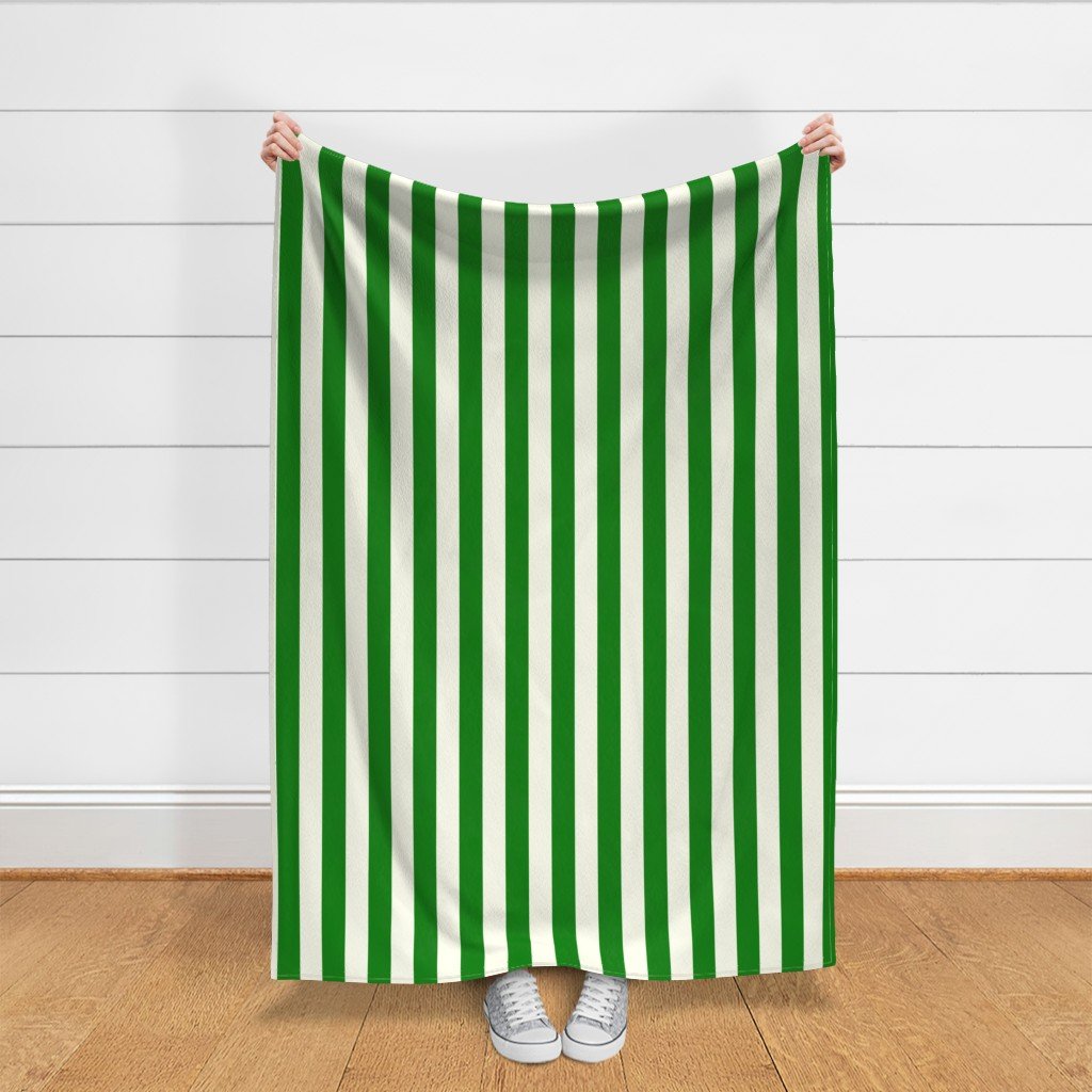 Ivory and Green 2 Inch Vertical Stripes Fabric ivory green fabric