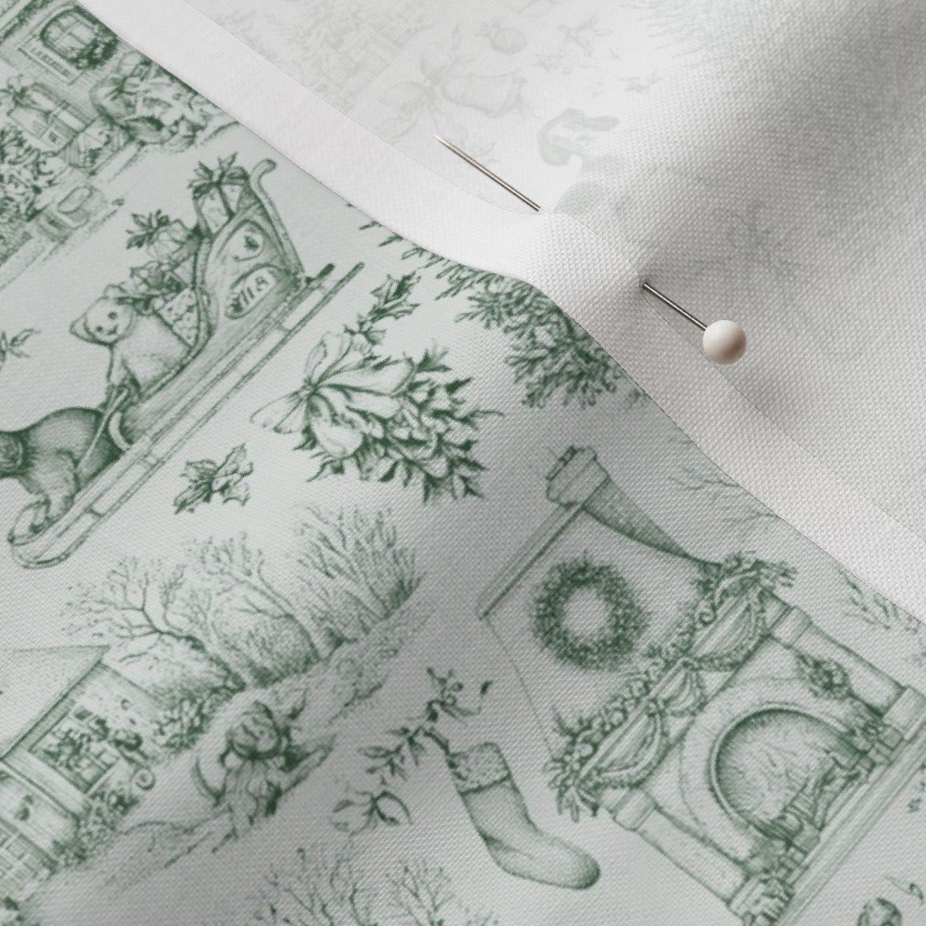 Christmas Dogs Toile Forest Green Decor Collection Design Collection christmas dogs fabric