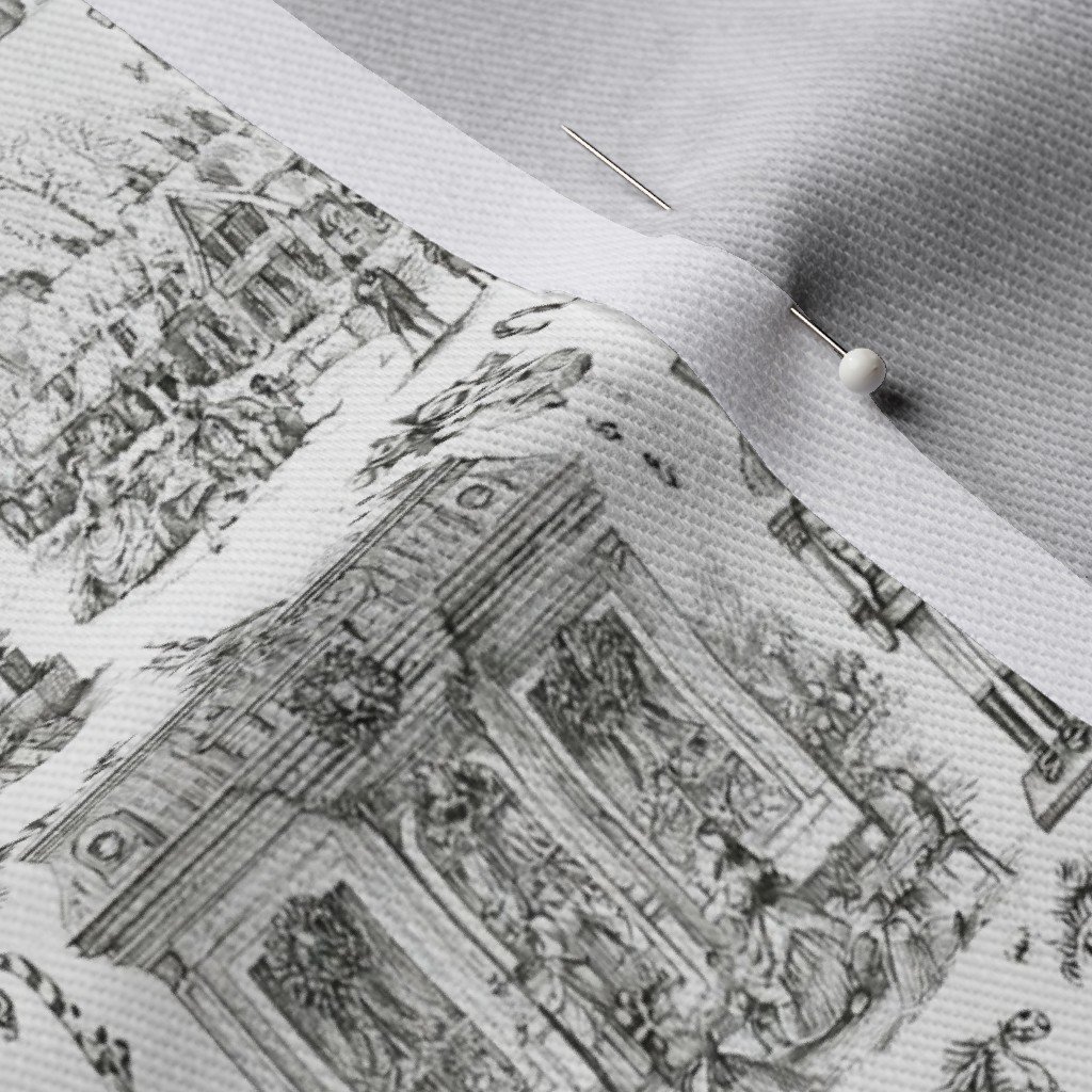 Christmas Nutcracker Toile Black and White Fabric holiday decor fabric