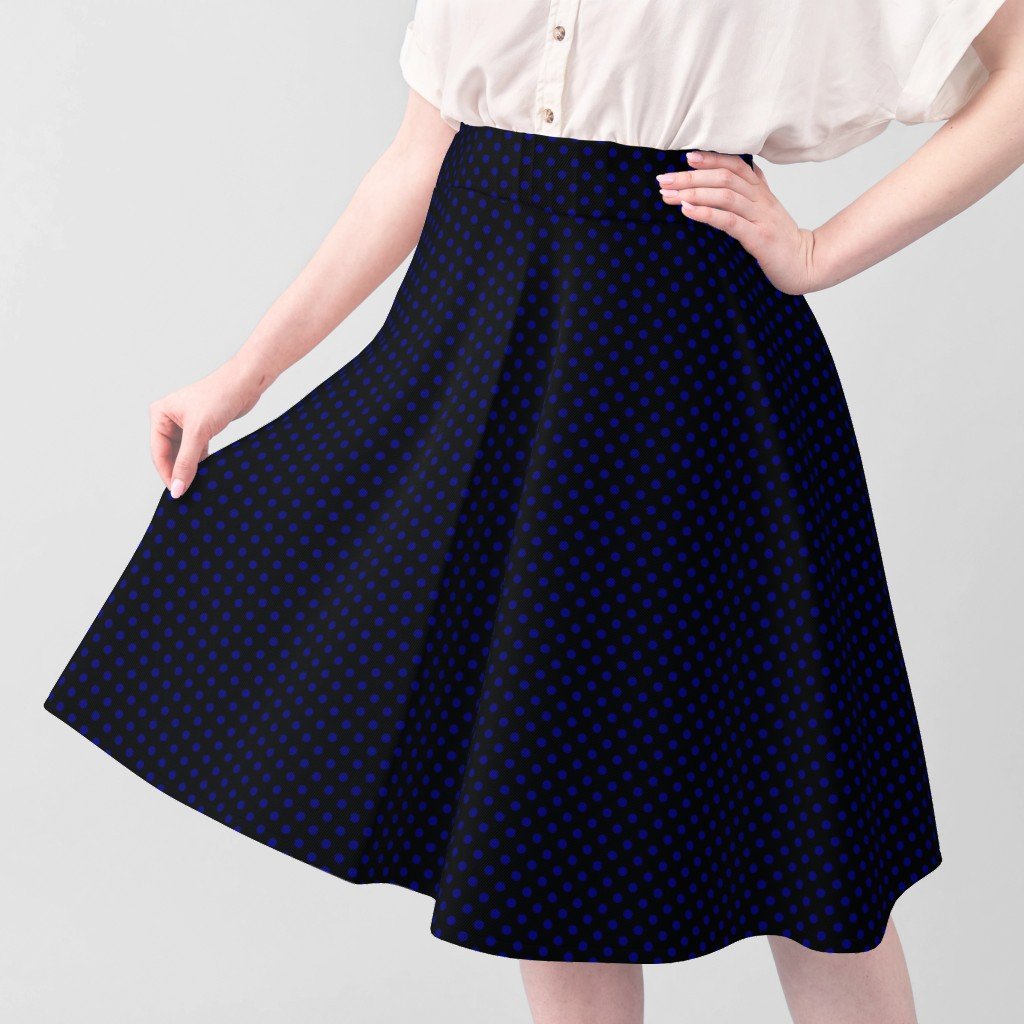 Navy Spots on Black 1 Inch Spacing Fabric navy dots fabric
