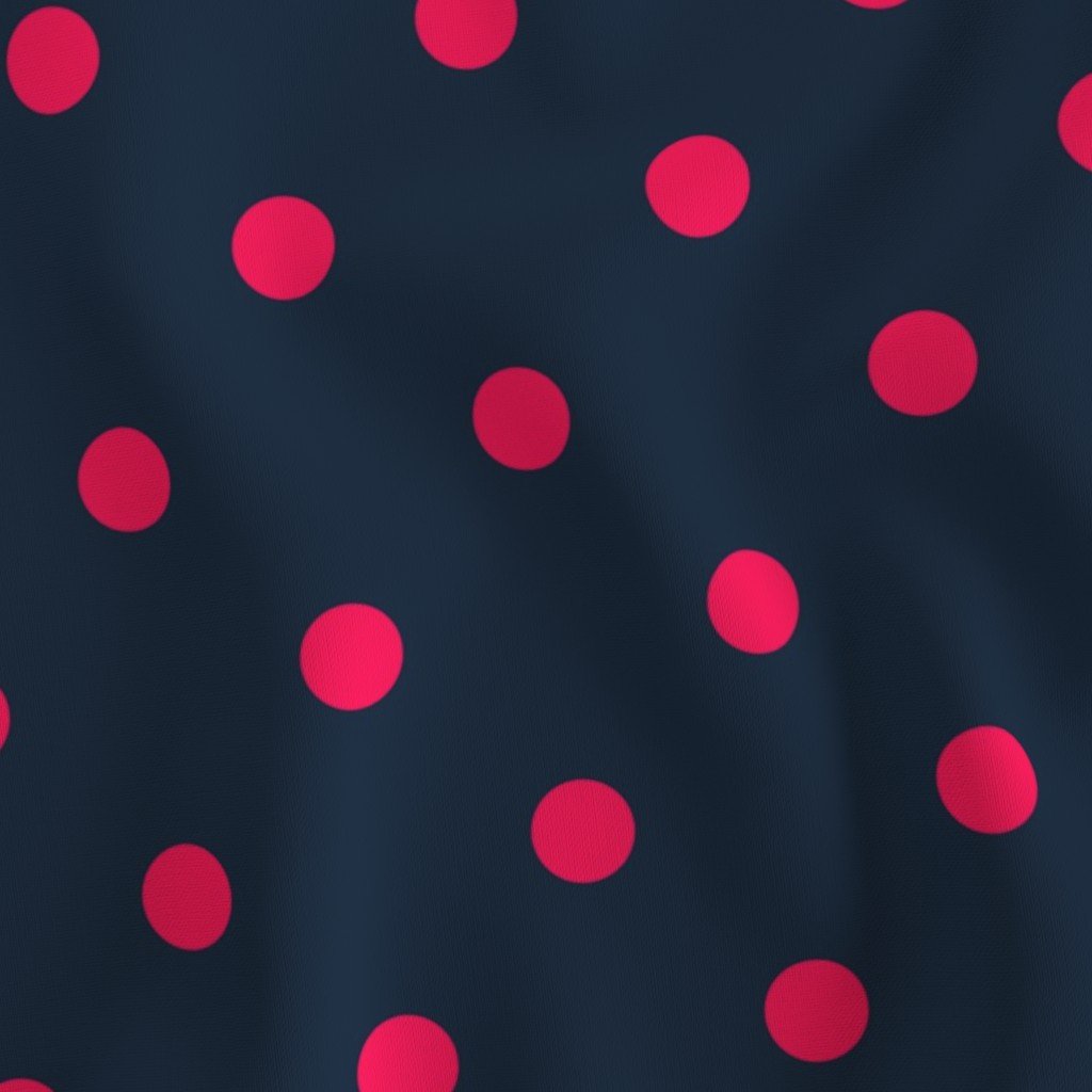 Navy and Neon Hot Pink Jumbo Dots Fabric navy and hot pink dots fabric