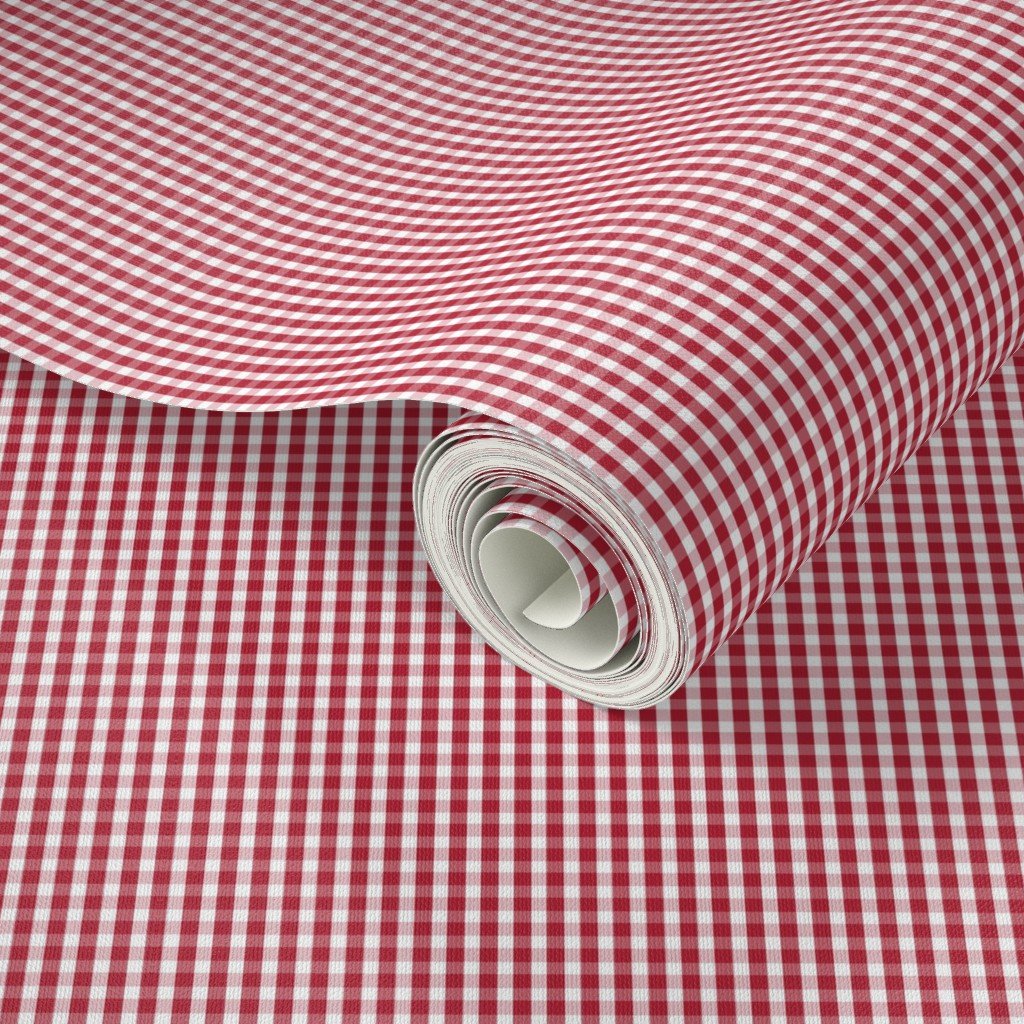 Small USA Flag Red and White Gingham Checks Interior Collection Design Collection american checks wallpaper