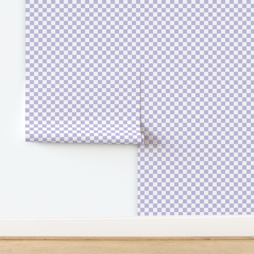 One Inch Checks in Springtime Lavender and White Home Decor Collection design