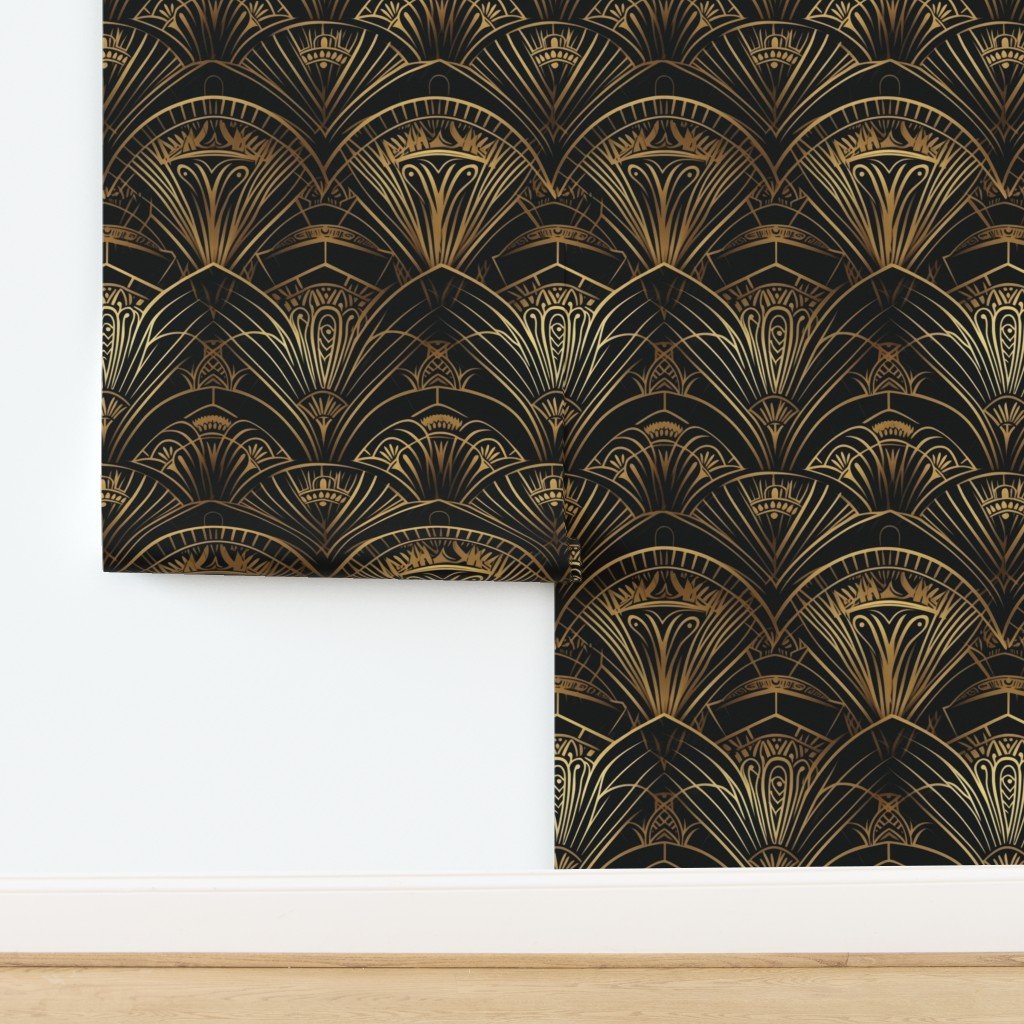 Art Deco Geometric Patterns in Gold and Black Interior Collection design