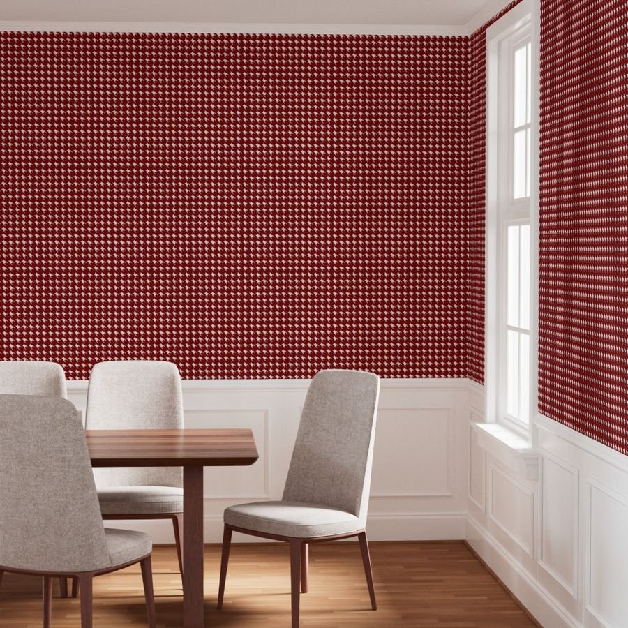 Large Dark Christmas Candy Apple Red Houndstooth Check Home Styling Collection Home Decor Collection apple red houndstoot wallpaper