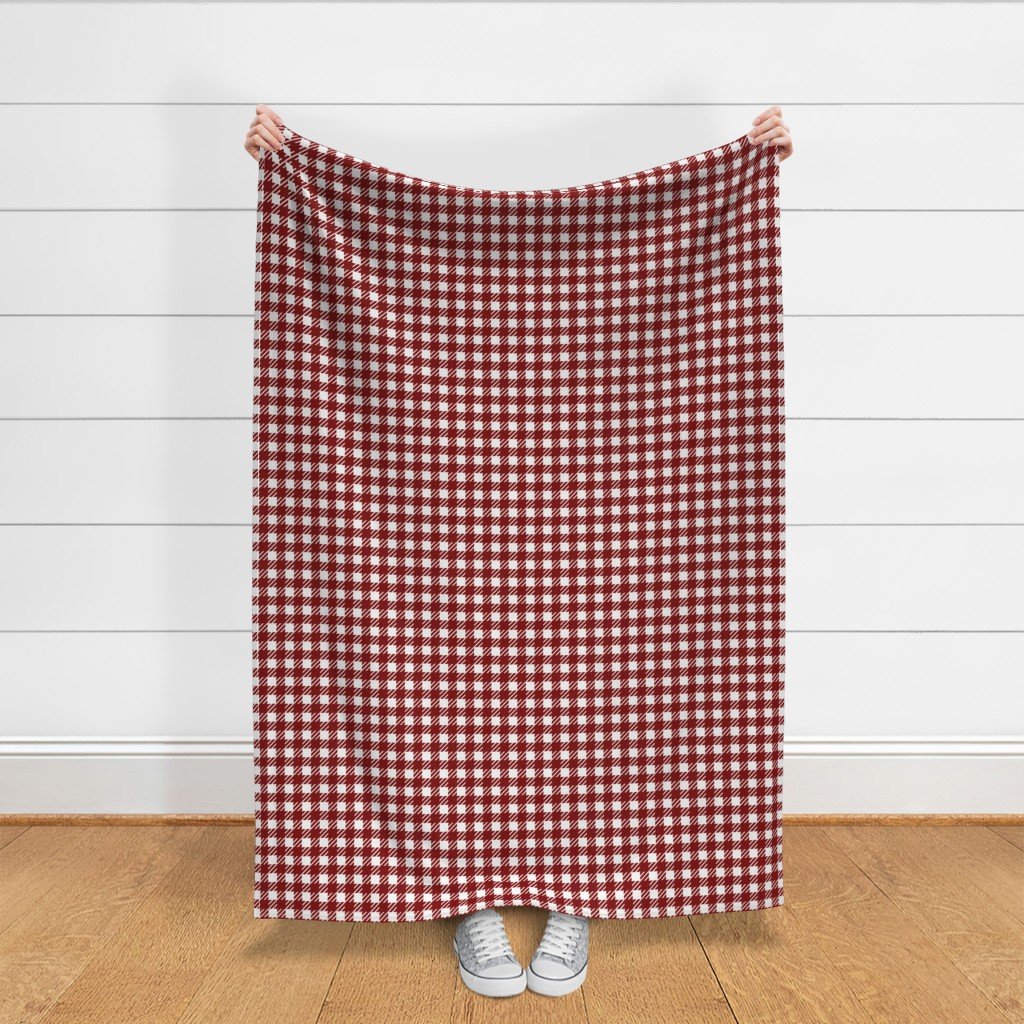 Large Dark Christmas Candy Apple Red Gingham Plaid Check Fabric red check fabric