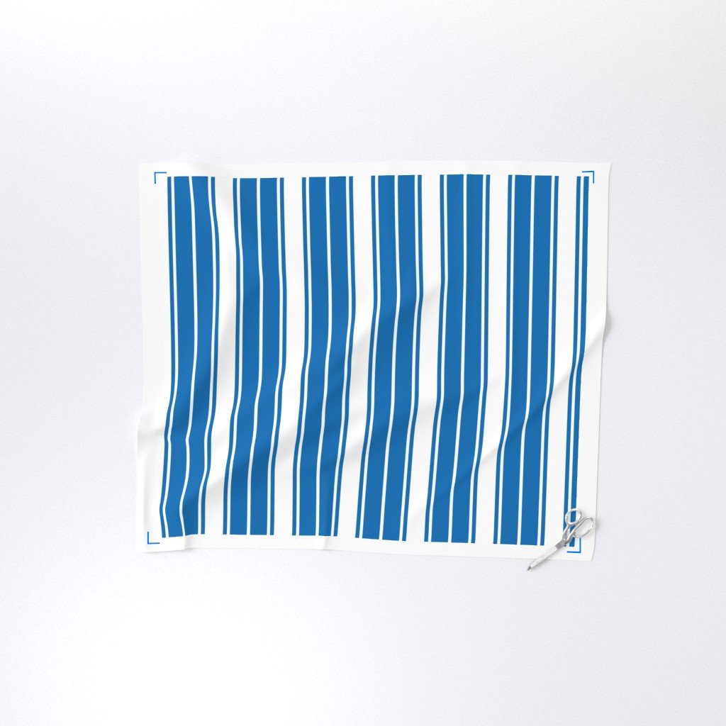 Biscayne Bay Blue and White Vertical French Stripe Fabric vertical stripe fabric