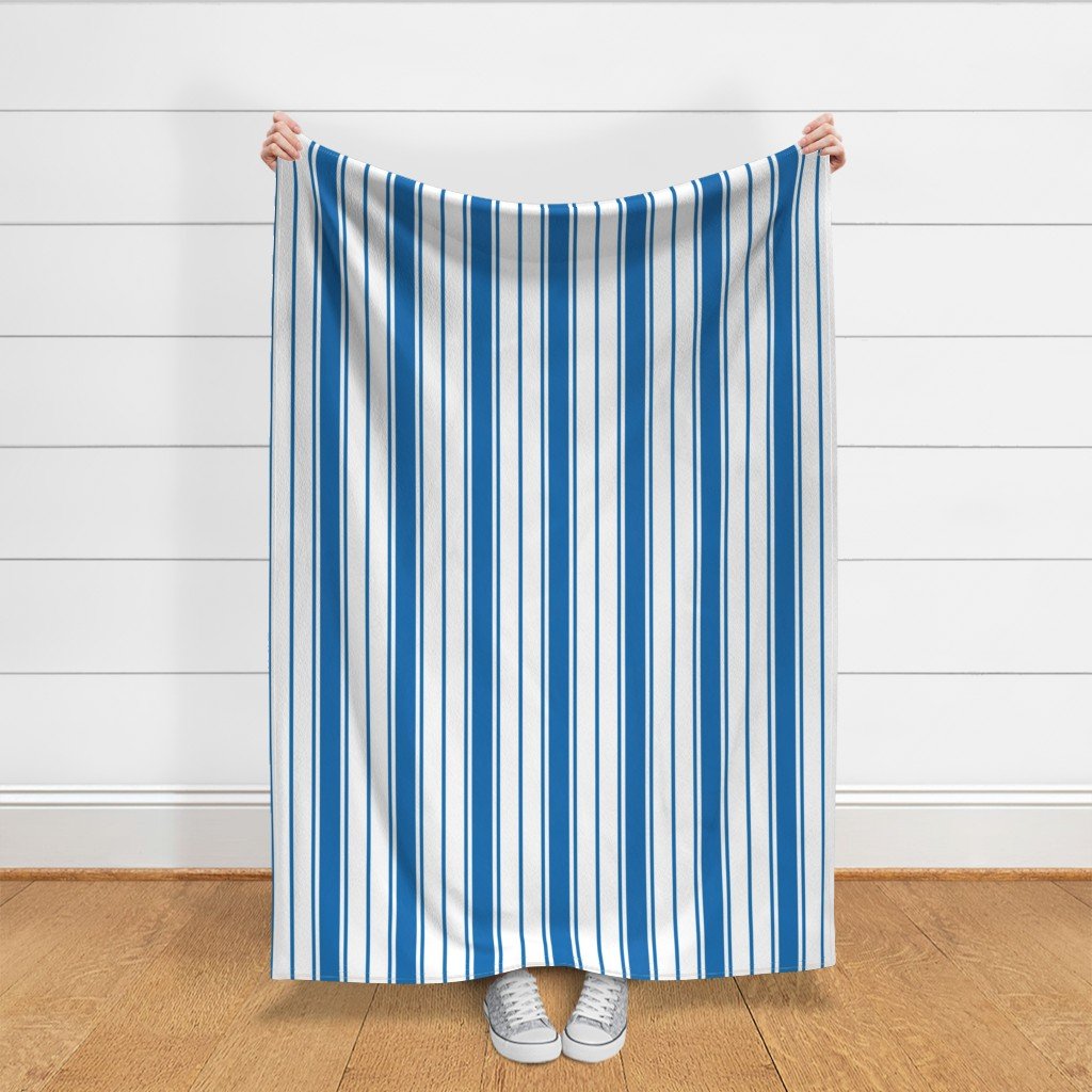 Biscayne Bay Blue and White Vertical French Stripe Fabric vertical stripe fabric