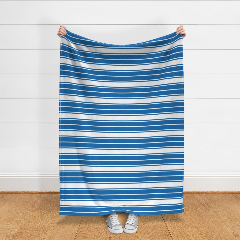 Biscayne Bay Blue and White Horizontal French Stripe Fabric upholstery stripes fabric