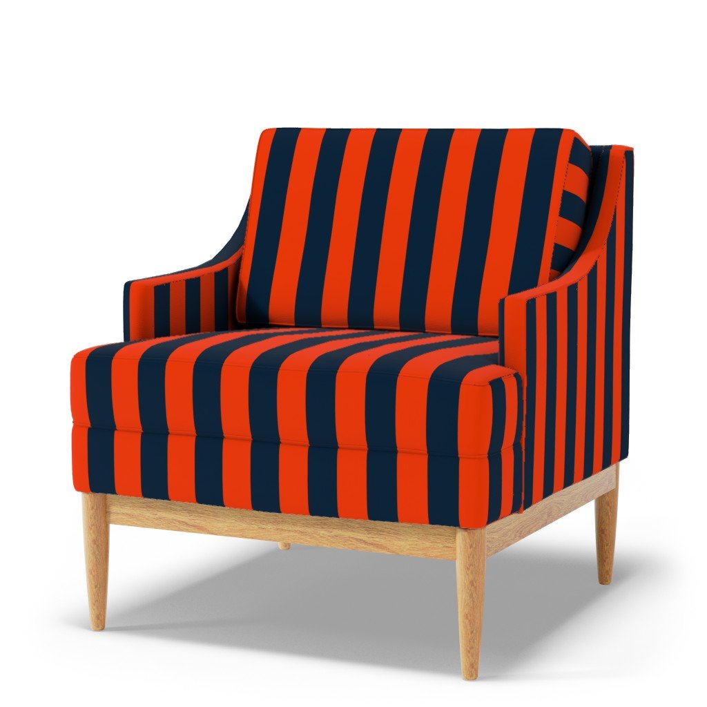 2 Inch Vertical Navy and Orange Cabana Stripes Fabric cabana stripes fabric