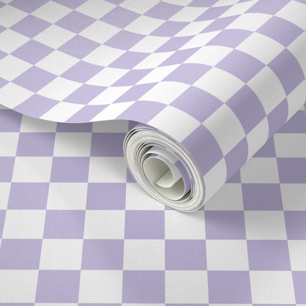 One Inch Checks in Springtime Lavender and White Home Decor Collection Home Styling Collection checked squares wallpaper
