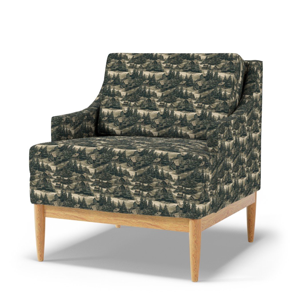 Montana Treescape Evergreens with Cabins Fabric summer forest summer fabric
