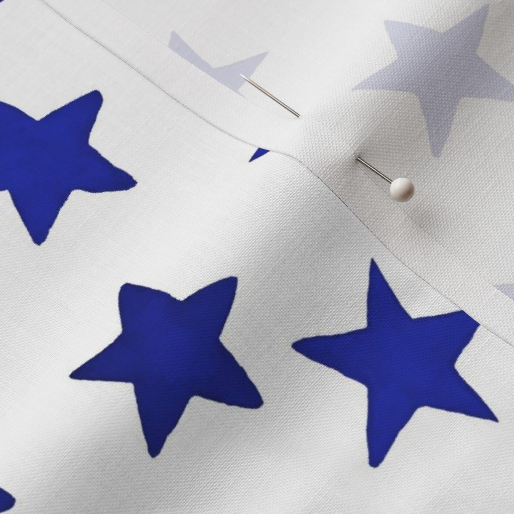 Faded Royal Blue Christmas Stars on White Fabric faded royal blue fabric