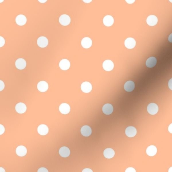 One Inch Polka Dot Spots in Peach Fuzz Color of the Year 2024 and White Home Decor Collection Home Decor Collection color of the year fabric design