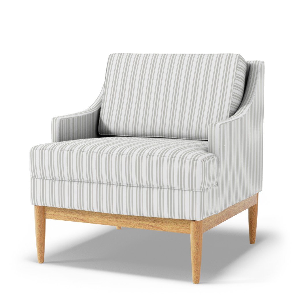 Warm Beige Thin Ticking Stripes on White Fabric cozy fabric