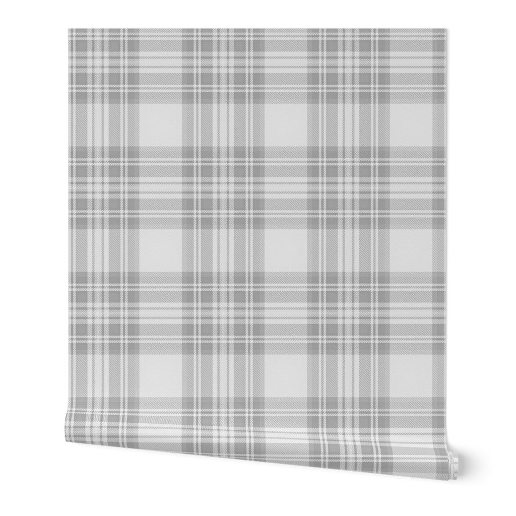 Ash Grey Cool Large Traditional Tartan Plaid Pattern Home Styling Collection Design Collection large scale wallpaper