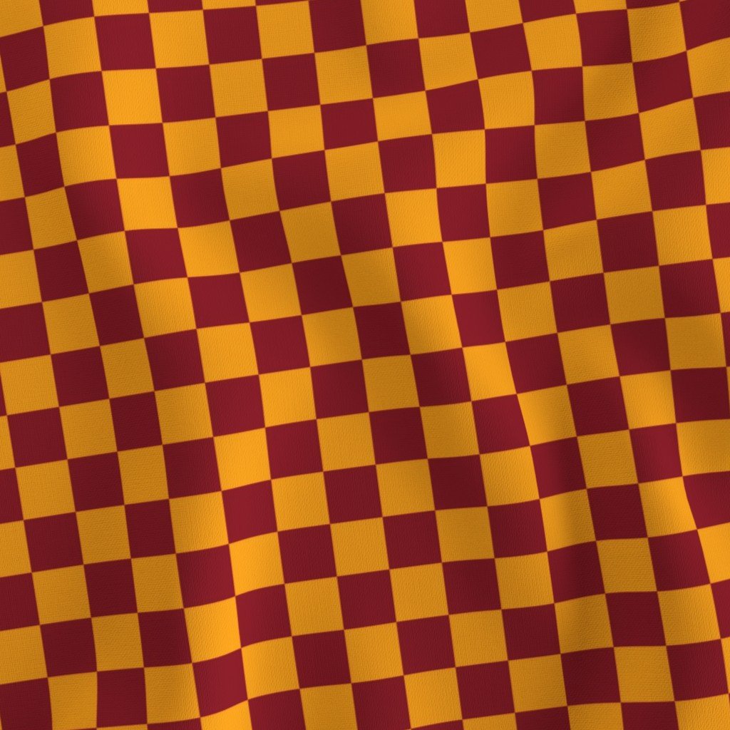 Classic Orange and Burgundy 1-inch Check Fabric burgundy geometric fabric