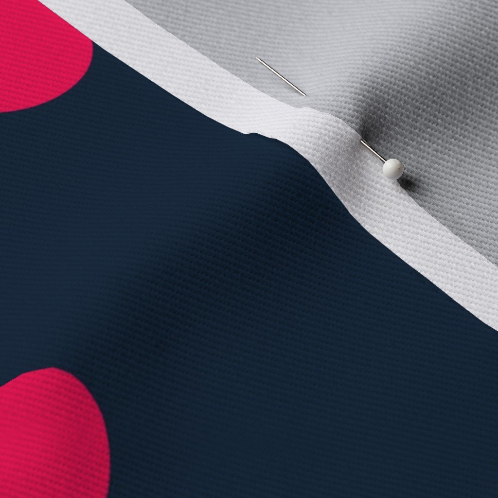 Navy and Neon Hot Pink Jumbo Dots Fabric navy and neon pink fabric