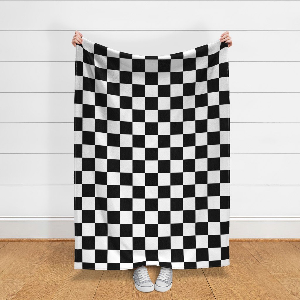 Large Black and White Check Fabric black fabric