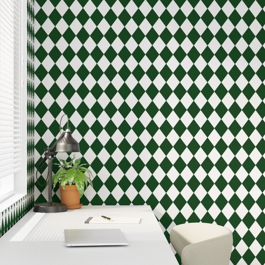 Hunter Green Modern Diamond Pattern Decor Collection Home Styling Collection diamond pattern wallpaper
