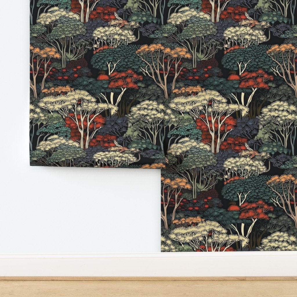 Japanese Tranquility Garden Endless Forest Wallpaper design