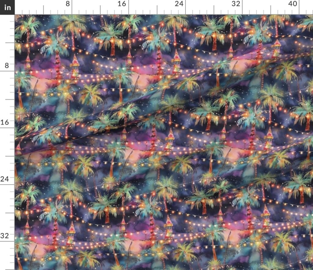 Florida Christmas Party Watercolor Fabric design