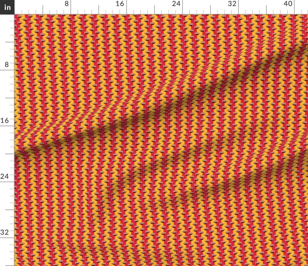 Mini Footballs of Kansas city's Famed Team Colors of Red and Gold Fabric design