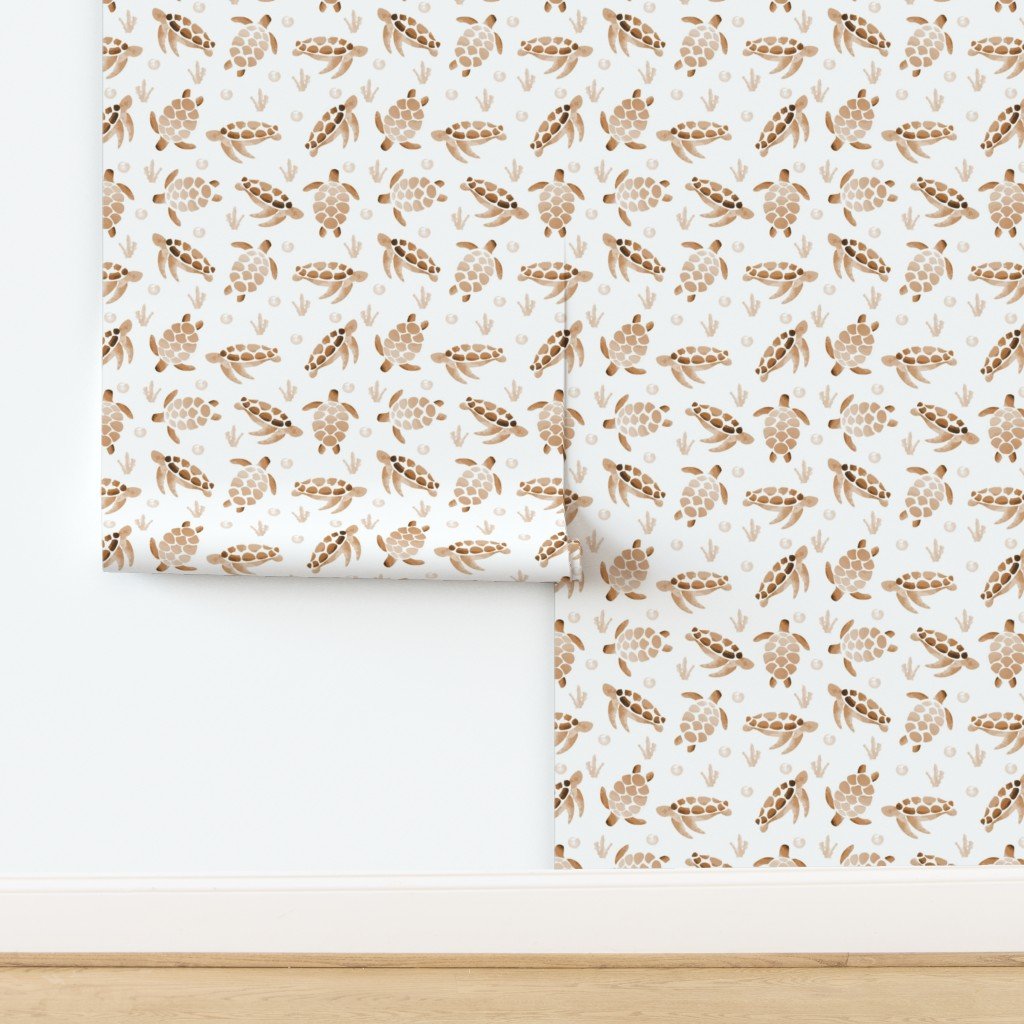 Brown Sepia Ombre Watercolor Sea Turtle Print Design Collection design